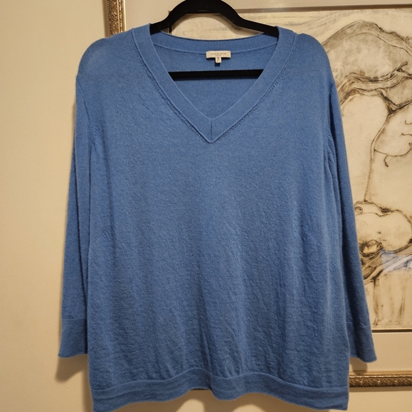 Lafayette 148 100% Cashmere Casual Knit V Neck Sweater Plus Size 2x - Picture 1 of 5